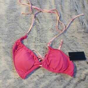 South Beach Women's Cross Front Halter Bikini Top Pink NWT